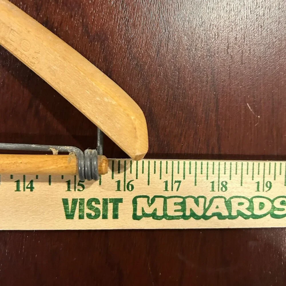 Lot 7 Vintage Wood Hangers Store Advertising Logos Wood Bar Metal Supports